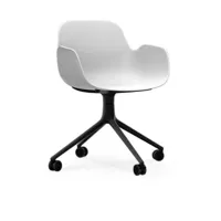 chaise de bureau à roulettes avec accoudoirs en pp blanche et noire swivel 4w blanc -
