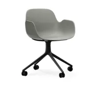 chaise de bureau à roulettes avec accoudoirs en pp grise et noire swivel 4w grey - no