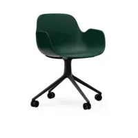 chaise de bureau à roulettes avec accoudoirs en pp verte et noire swivel 4w vert - no