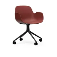 chaise de bureau à roulettes avec accoudoirs en pp rouge et noire swivel 4w rouge - n