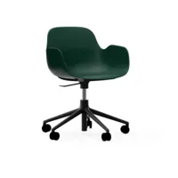 chaise de bureau réglable à roulettes avec accoudoirs en pp verte swivel 5w vert - no