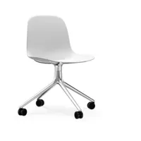 chaise de bureau à roulettes en polypropylène blanche swivel 4w blanc - normann copen