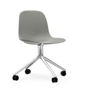 chaise de bureau à roulettes en polypropylène grise swivel 4w grey - normann copenhag