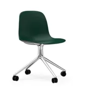 chaise de bureau à roulettes en polypropylène verte swivel 4w vert - normann copenhag