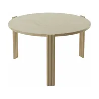 table basse ronde en acier beige et travertin 45 x 80 cm tribus - aytm