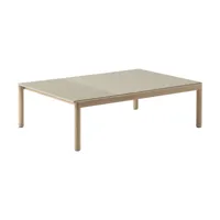 table basse en grès beige sable wavy et chêne naturel 85 x 120 cm couple - muuto
