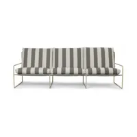 canapé d'extérieur 3 places en vinyl rayé et acier beige 78 x 93 cm desert stripe - f