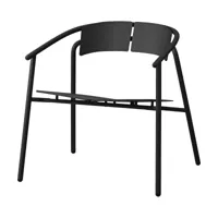 chaise lounge  de jardin avec accoudoirs en acier noir novo - aytm