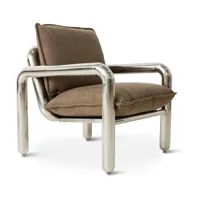 fauteuil lounge chromé velvet brown - hkliving