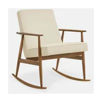 fauteuil à bascule en tissu cord crème et frêne foncé 76 x 62 cm fox - 366 concept