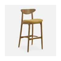 chaise de bar en tissu bouclé moutarde et frêne foncé 75 cm série 200-190 mix - 366 c