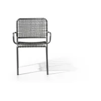 chaise avec accoudoirs en aluminium et tressage gris allu 224 i- gervasoni
