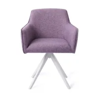 chaise avec accoudoirs en tissu violet daisy piètement blanc pivotant turn hofu - jes