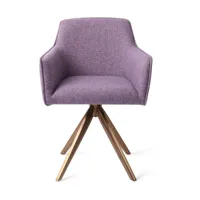 chaise avec accoudoirs en tissu violet daisy piètement métal rose pivotant turn hofu