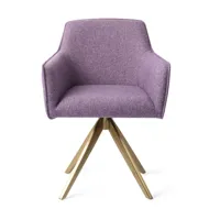chaise avec accoudoirs en tissu violet daisy piètement métal doré pivotant turn hofu