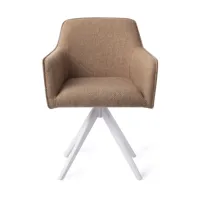 chaise avec accoudoirs en tissu french toast piètement pivotant blanc hofu - jesper h