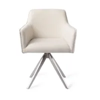 chaise en tissu blanc enoki piètement pivotant acier hofu - jesper home