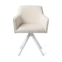 chaise en tissu blanc enoki piètement pivotant blanc hofu - jesper home