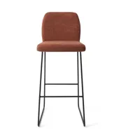 chaise de bar 75 cm en tissu cozy copper piètement noir slide high ikata - jesper hom