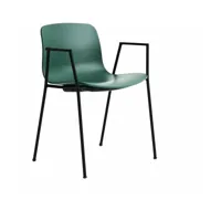 chaise avec accoudoirs en plastique recyclé vert et pieds en acier noir aac 18 2.0 -