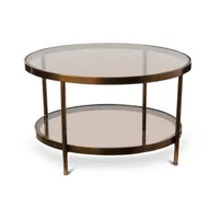 table basse ronde double en verre ambré et métal doré 60 x 35 cm - pols potten