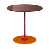 table d'appoint ronde en acier et cristal bordeaux 45 cm thierry - kartell