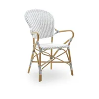 chaise repas avec accoudoirs en aluminium noir et blanc isabelle - sika design