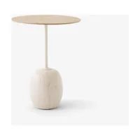 table d'appoint ronde en marbre ivoire et chêne lato ln8 - &tradition