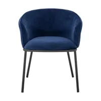 chaise de salle à manger en velours bleu cortone - bloomingville