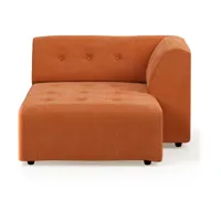 module méridienne droit de canapé en velours côtelé orange dusty - hkliving