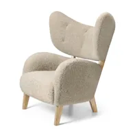 chaise avec accoudoirs en chêne et tissus peau de mouton clair de lune my own chair -