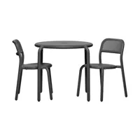 table bistrot et 2 chaises en aluminium anthracite toni set - fatboy