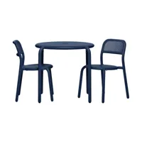 table bistrot et 2 chaises en aluminium bleu océan toni set - fatboy
