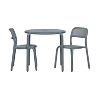 table bistrot et 2 chaises en aluminium gris éléphant toni set - fatboy
