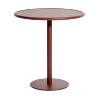 table de bistrot de jardin ronde en aluminium rouge brun 75cm week end - petite fritu