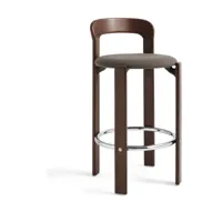chaise de bar en hêtre laqué et en textile marron 65cm rey - hay