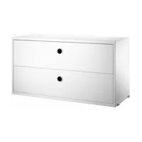 caisson 2 tiroirs en bois blanc 78 x 30 x 42 cm - string furniture
