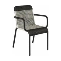 2 chaises de jardin avec accoudoirs noire et blanche tobago - kok