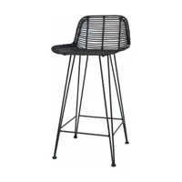 chaise de bar en rotin noir stool - hkliving