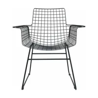 chaise avec accoudoirs en métal noir wire - hkliving