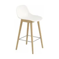 chaise de bar 65 cm blanche piétement en chêne fiber - muuto