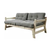 canapé en bois clair et tissu gris souris step - karup design
