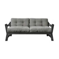 canapé en bois noir et tissu gris souris step - karup design