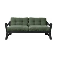canapé en bois noir et tissu vert olive step - karup design