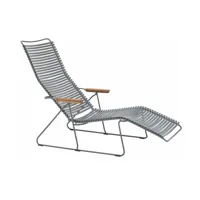 chaise longue en métal et plastique et plastique gris foncé click - houe