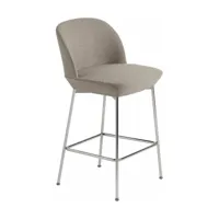chaise de bar 65 cm gris beige et pieds chrome oslo - muuto