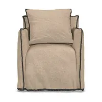 fauteuil lin naturel surpiqûres anthracite ghost 05 - gervasoni