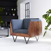 metric - fauteuil en bois de palissandre massif et tissu