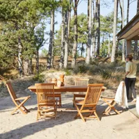 capri - ensemble de jardin rectangulaire en bois d'acacia massif 6 chaises