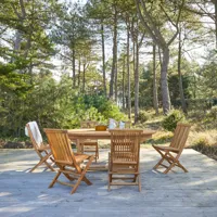 capri - ensemble de jardin en bois d'acacia massif 6 chaises